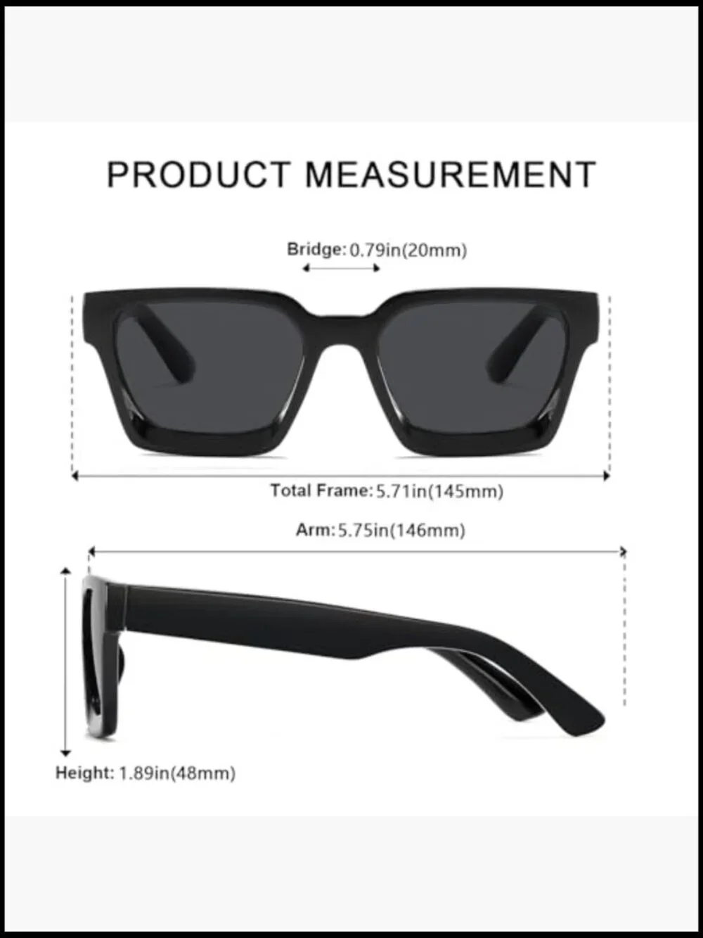 Square Sunglasses Chunky Frame UV400 Protection Retro Unisex